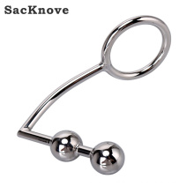 SacKnove Sex Product Couple Toys Training Metal Stainless Steel Hook Juguete 2 Ball Butt Hole Ring Spreader Plug Anal Retractor